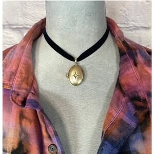 Handmade Black Velvet Locket Choker Necklace